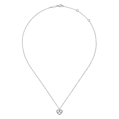 14K White Gold Diamond Pave Infinity Heart Pendant Necklace