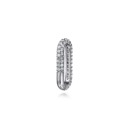 14K White Gold Diamond Pave Paperclip Lock