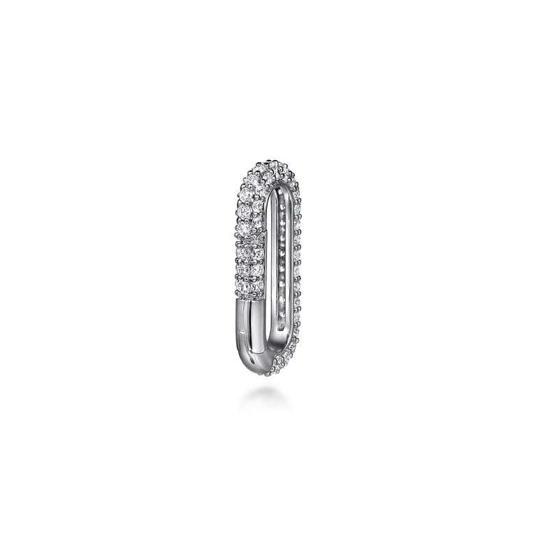 14K White Gold Diamond Pave Paperclip Lock - 1.4 ct - Shot 1