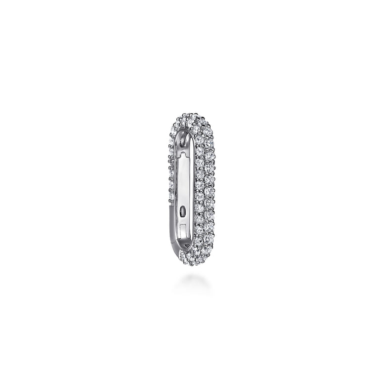 14K White Gold Diamond Pave Paperclip Lock - 1.4 ct - Shot 2