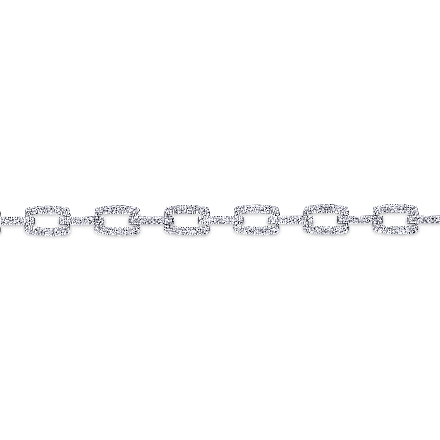 14K White Gold Diamond Pave Rectangular Link Tennis Bracelet - 1 ct - Shot 2
