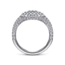 14K White Gold Diamond Pave Ring with Baguette Center - 1.3 ct