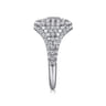 14K White Gold Diamond Pave Ring with Baguette Center - 1.3 ct