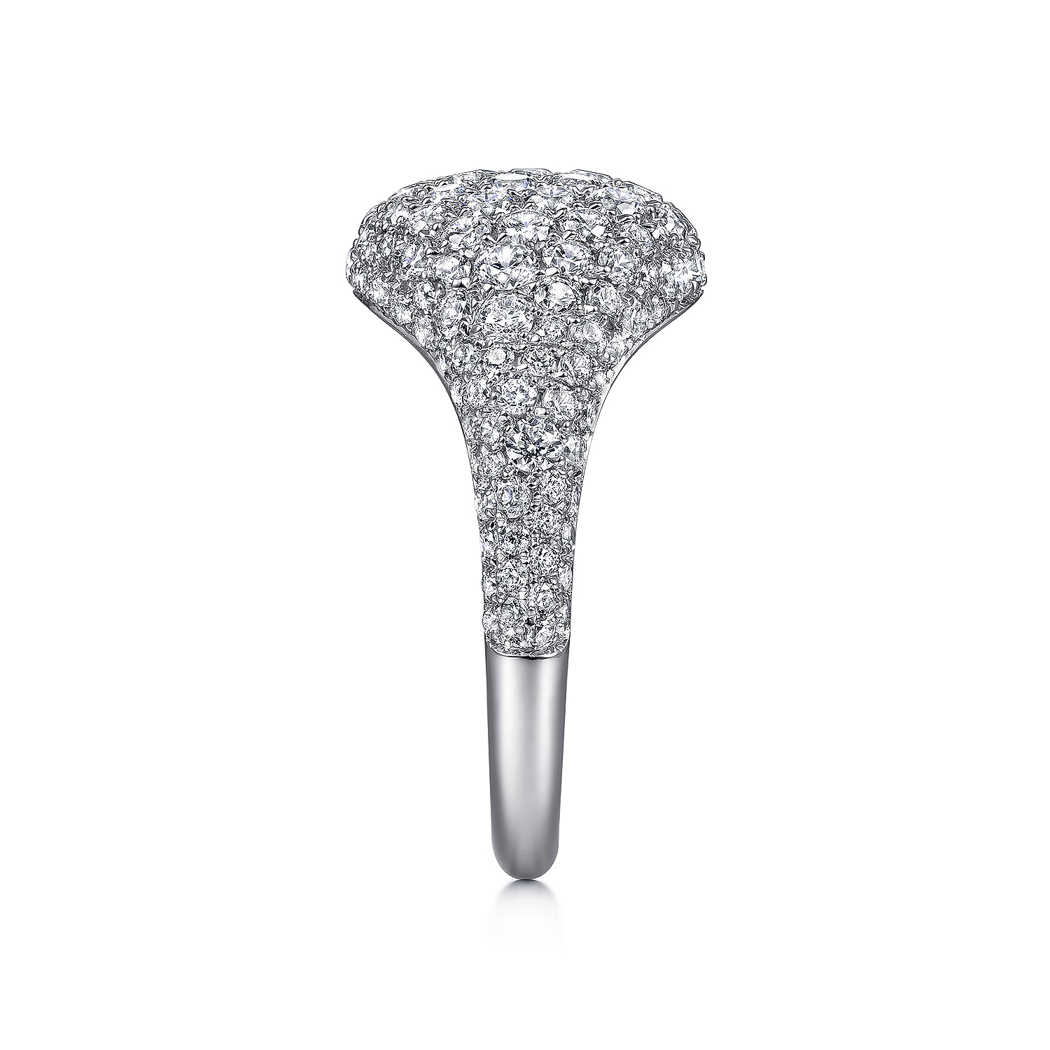 14K White Gold Diamond Pave Signet Ring Size #5