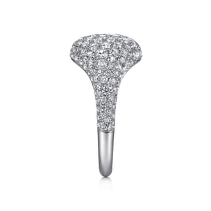 14K White Gold Diamond Pave Signet Ring Size #5