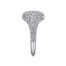 14K White Gold Diamond Pave Signet Ring Size #5 - 1.5 ct