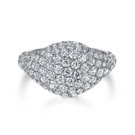 14K White Gold Diamond Pave Signet Ring