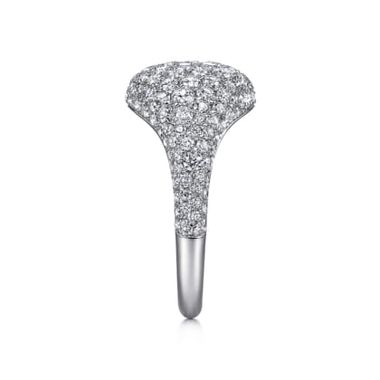 14K White Gold Diamond Pave Signet Ring