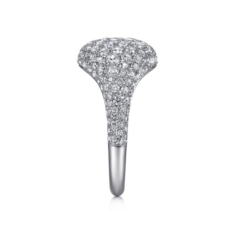 14K White Gold Diamond Pave Signet Ring - 1.5 ct - Shot 3