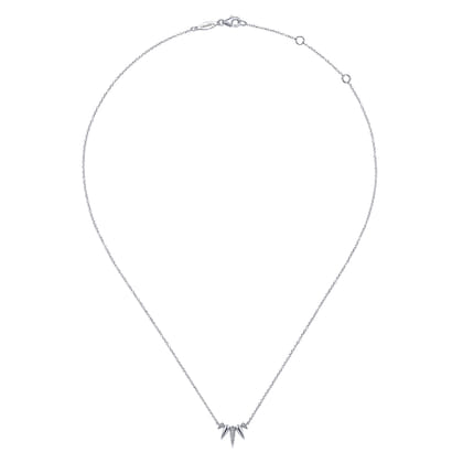 14K White Gold Diamond Pave Spike Fan Necklace