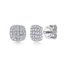 14K White Gold Diamond Pave Square Studs - 0.5 ct