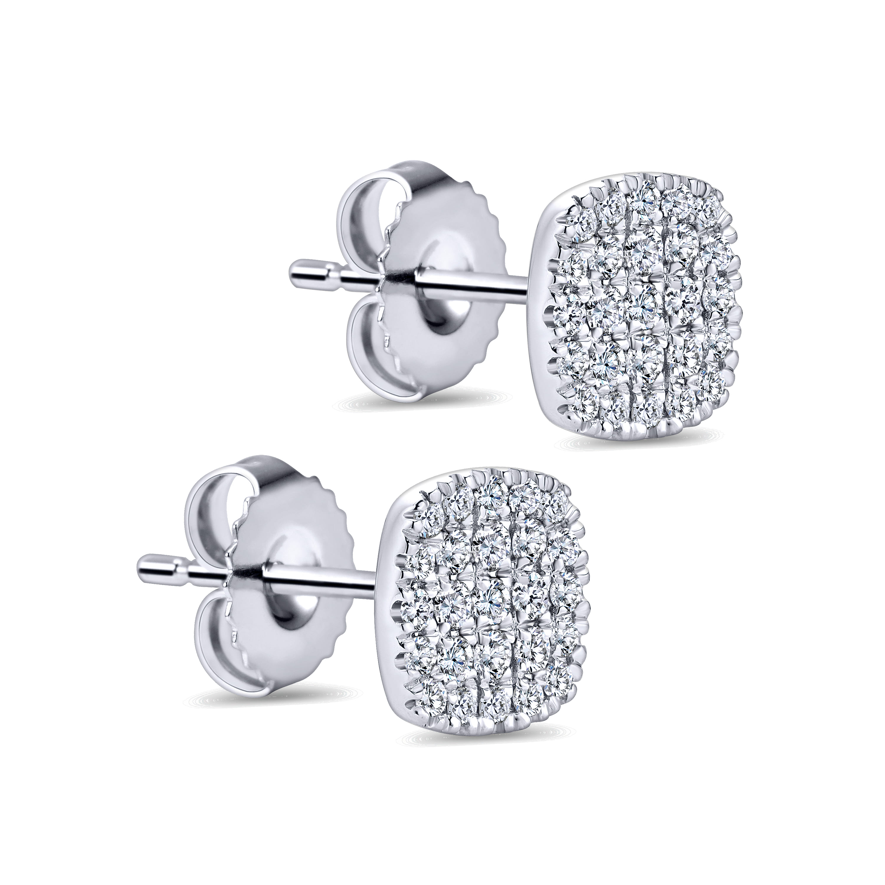 14K White Gold Diamond Pave Square Studs - 0.5 ct - Shot 2