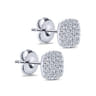14K White Gold Diamond Pave Square Studs - 0.5 ct