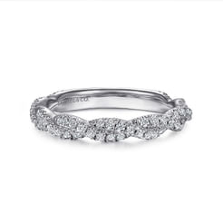 14K White Gold Diamond Pavé Stackable Ring