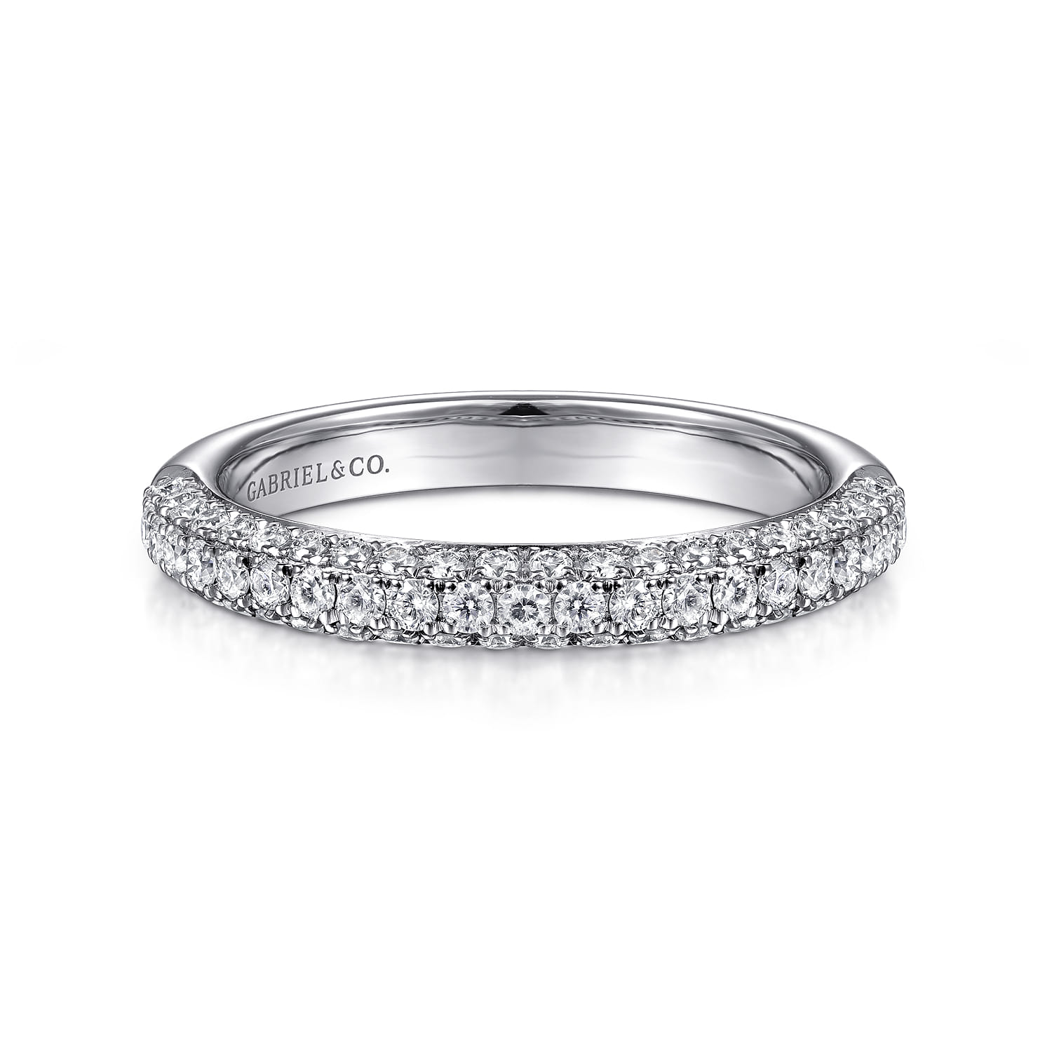 14K White Gold Diamond Pave Stackable Ring - 0.6 ct - Shot 1