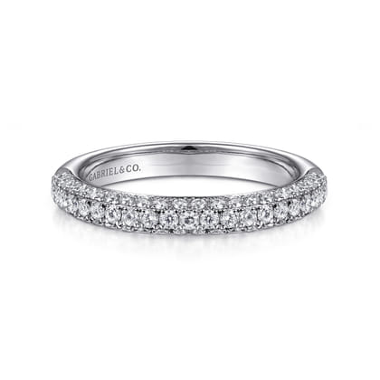 14K White Gold Diamond Pave Stackable Ring