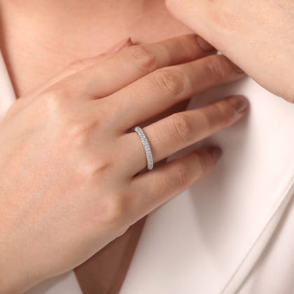 14K White Gold Diamond Pave Stackable Ring