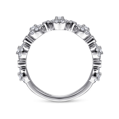 14K White Gold Diamond Pave Station Stackable Ring