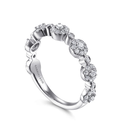 14K White Gold Diamond Pave Station Stackable Ring