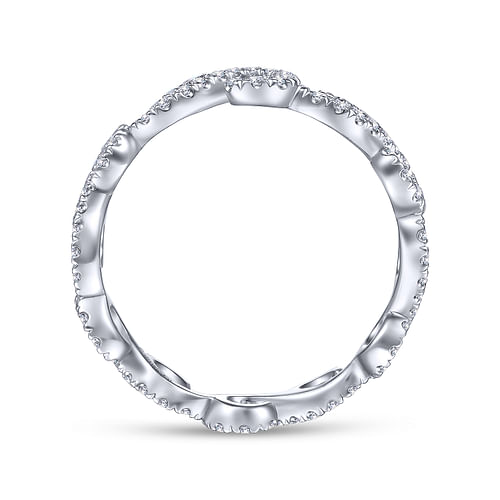 14K White Gold Diamond Pave Swirling Eternity Ring - Shot 2