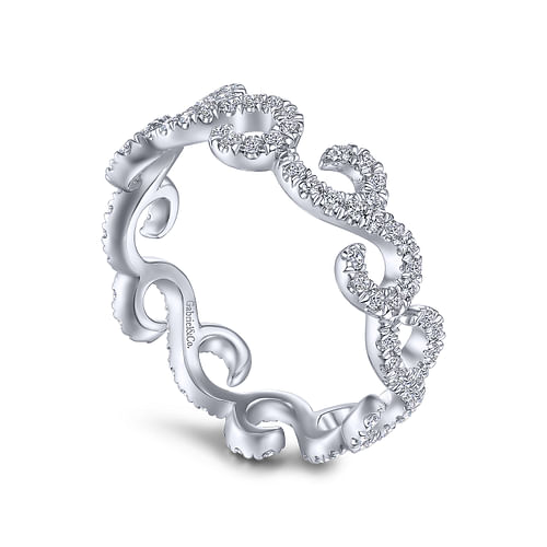 14K White Gold Diamond Pave Swirling Eternity Ring - Shot 3