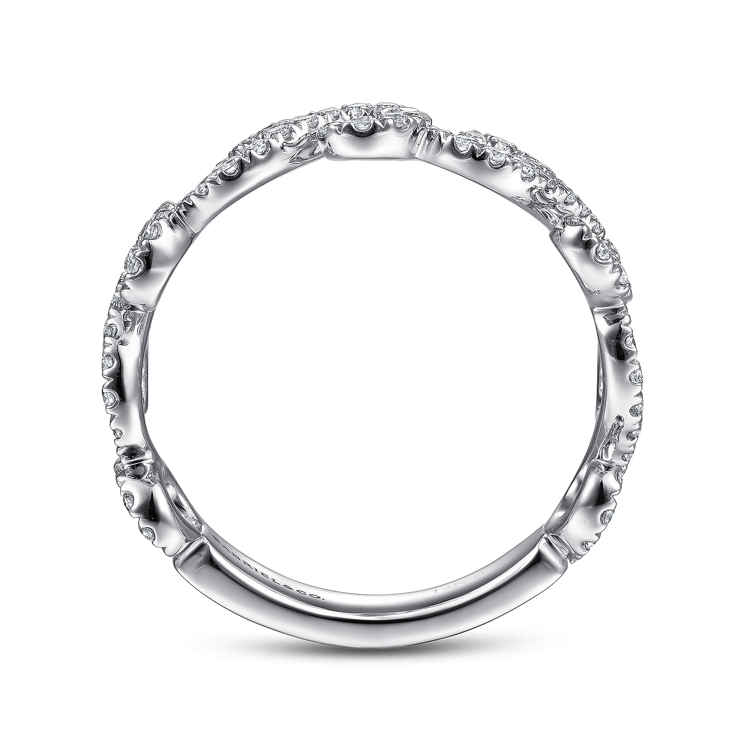 14K White Gold Diamond Pave Swirling Ring - 0.4 ct - Shot 2