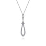 14K White Gold Diamond Pave Teardrop Pendant Necklace - 0.5 ct