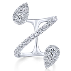 14K White Gold Diamond Pavé Teardrops Wrap Ring