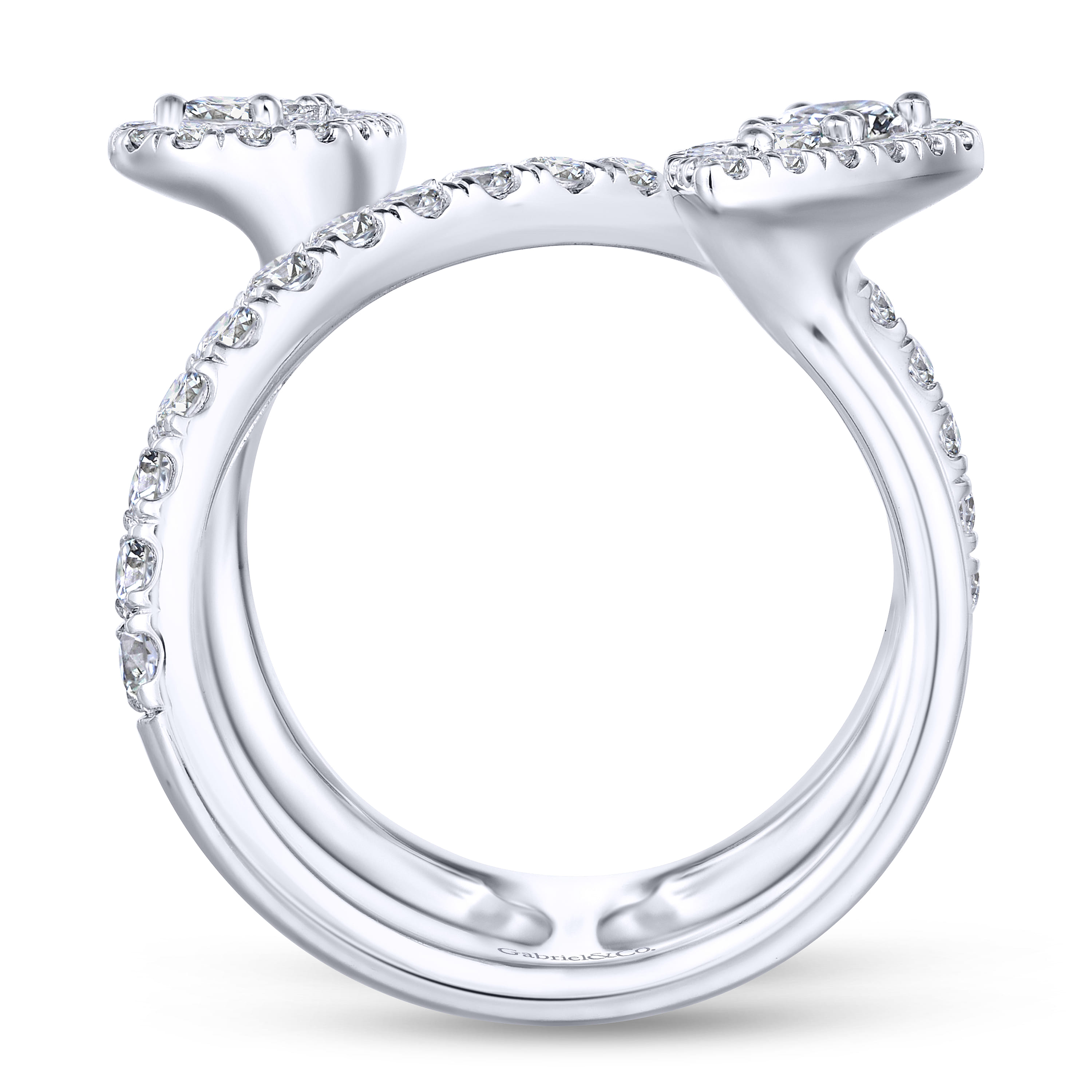 14K White Gold Diamond Pave Teardrops Wrap Ring - 1.5 ct - Shot 2