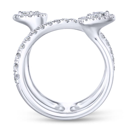 14K White Gold Diamond Pave Teardrops Wrap Ring