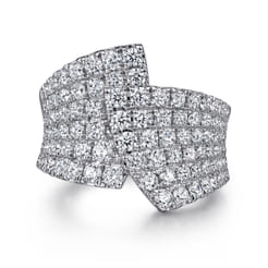 14K White Gold Diamond Pave Wide band Ring