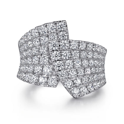 14K White Gold Diamond Pave Wide band Ring