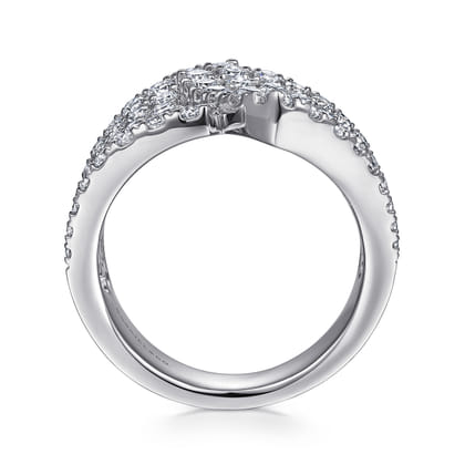 14K White Gold Diamond Pave Wide band Ring
