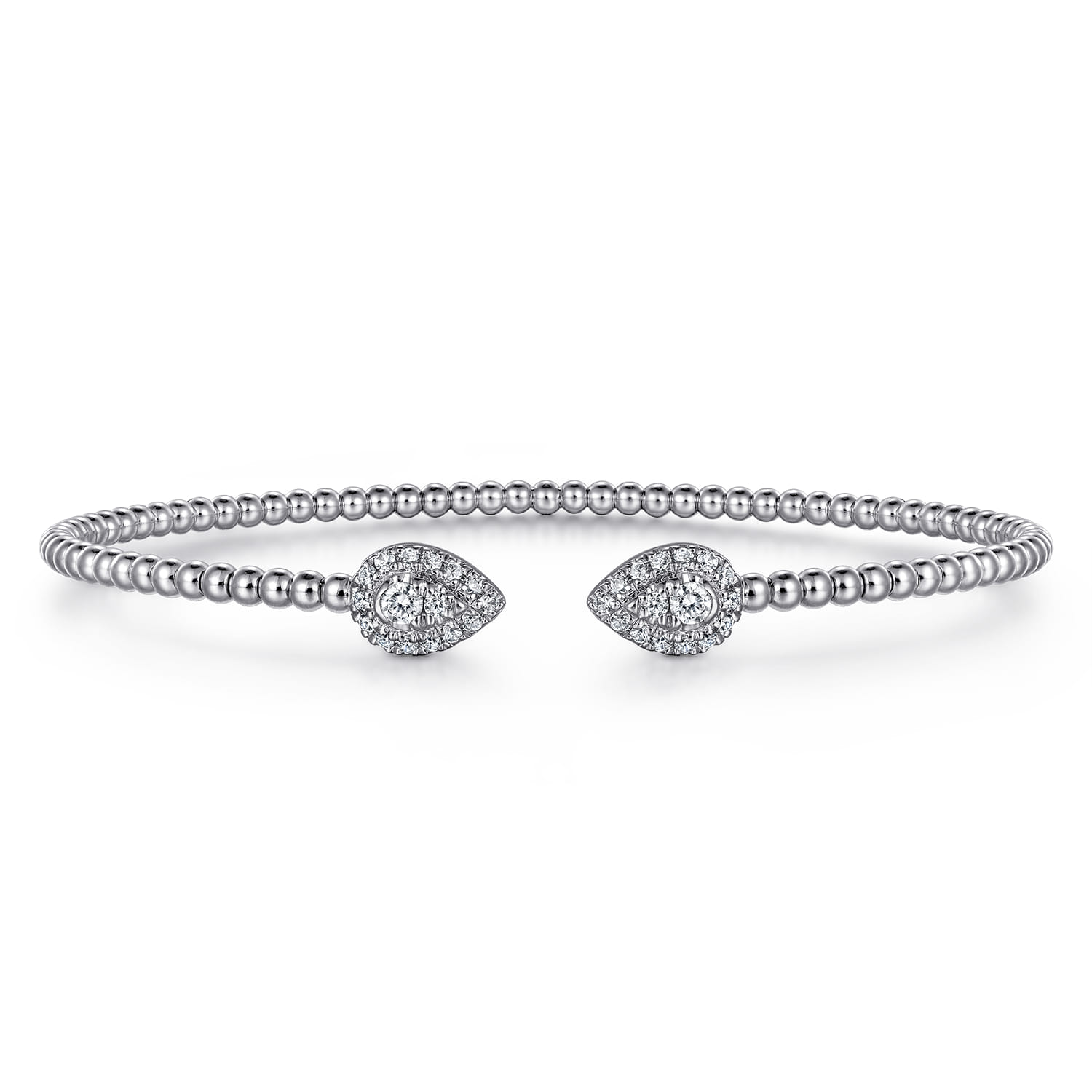14K White Gold Diamond Pear Shape Bujukan Bangle - 0.32 ct - Shot 1