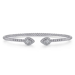 14K White Gold Diamond Pear Shape Bujukan Bangle