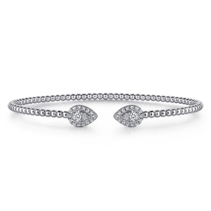 14K White Gold Diamond Pear Shape Bujukan Bangle