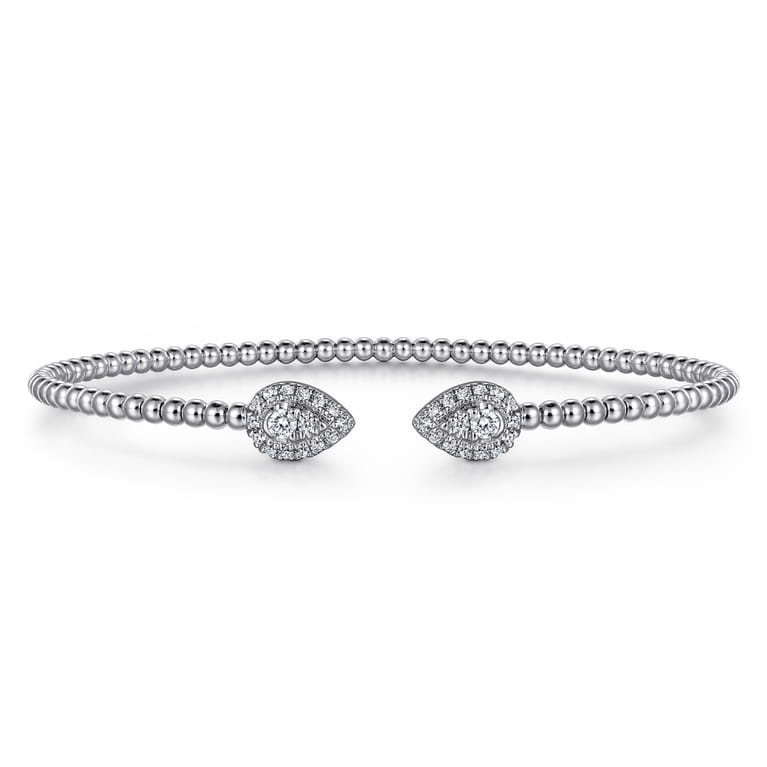 14K White Gold Diamond Pear Shape Bujukan Bangle - 0.32 ct - Shot 1