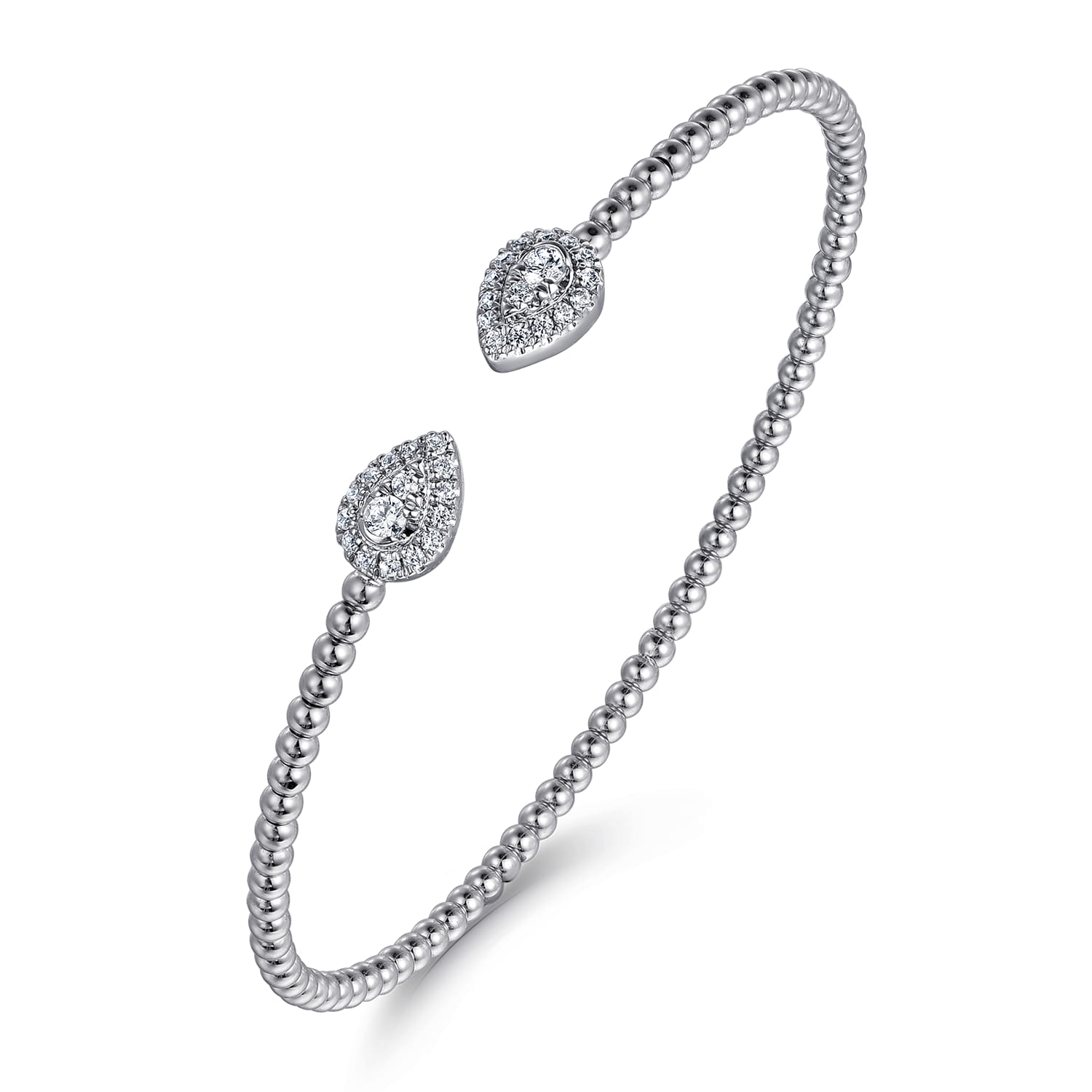 14K White Gold Diamond Pear Shape Bujukan Bangle - 0.32 ct - Shot 2