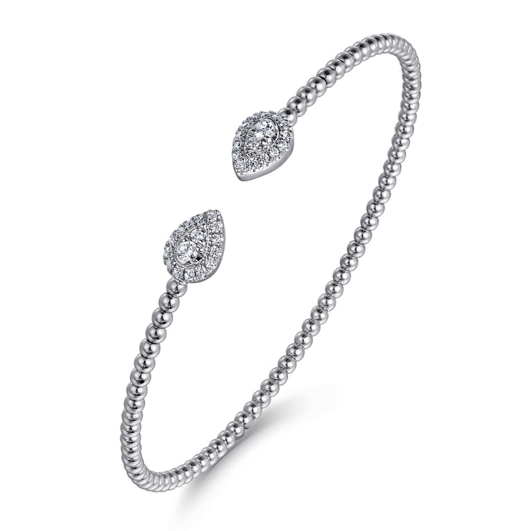 14K White Gold Diamond Pear Shape Bujukan Bangle - 0.32 ct - Shot 2