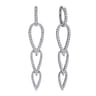 14K White Gold Diamond Pear Shape Huggie Drop Earrings - 2.05 ct