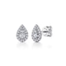 14K White Gold Diamond Pear Shape Pave Stud Earrings - 0.35 ct
