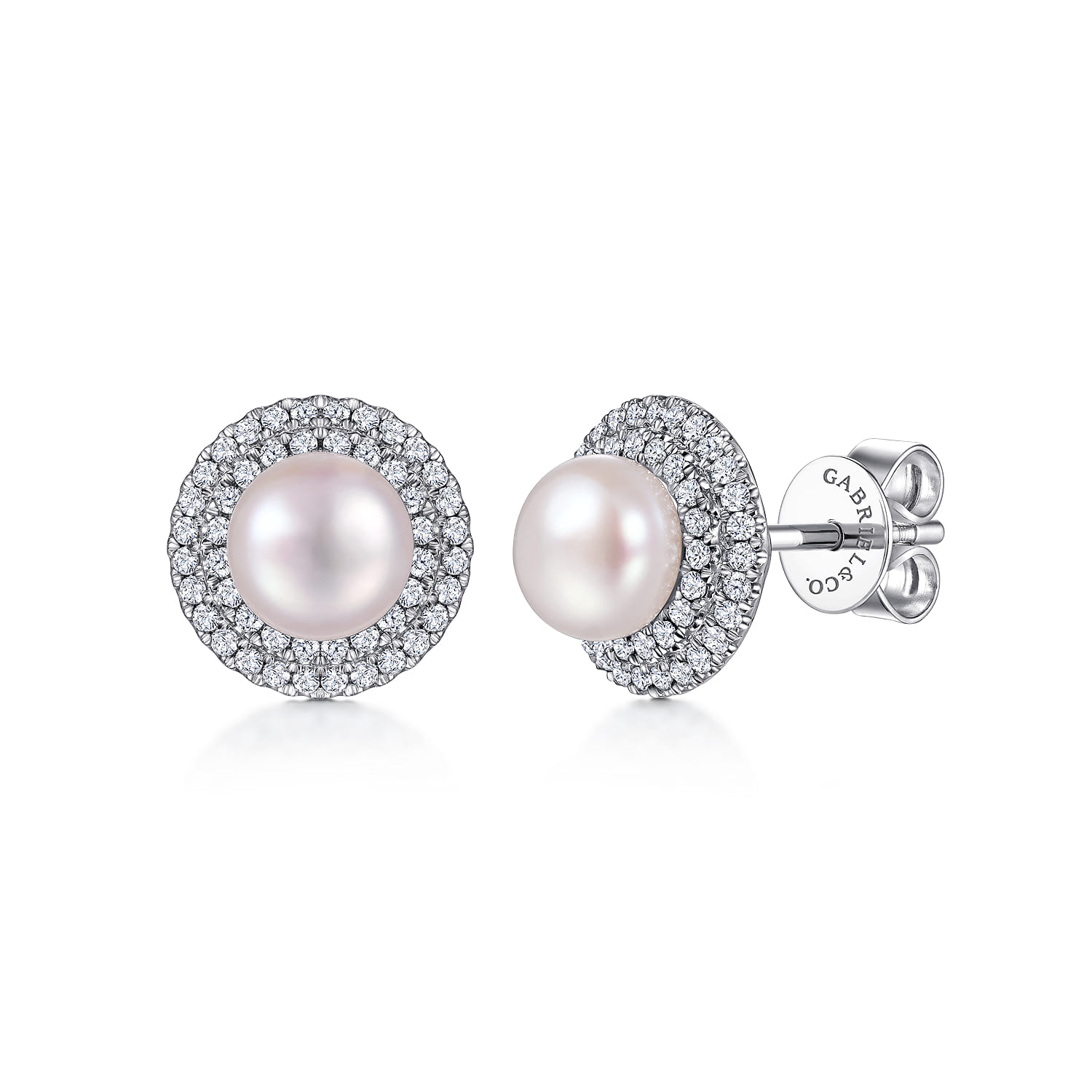 14K White Gold Diamond  Pearl Earrings - 0.3 ct - Shot 1