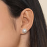 14K White Gold Diamond  Pearl Earrings - 0.3 ct