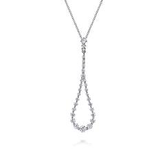 14K White Gold Diamond Pendant Drop Necklace