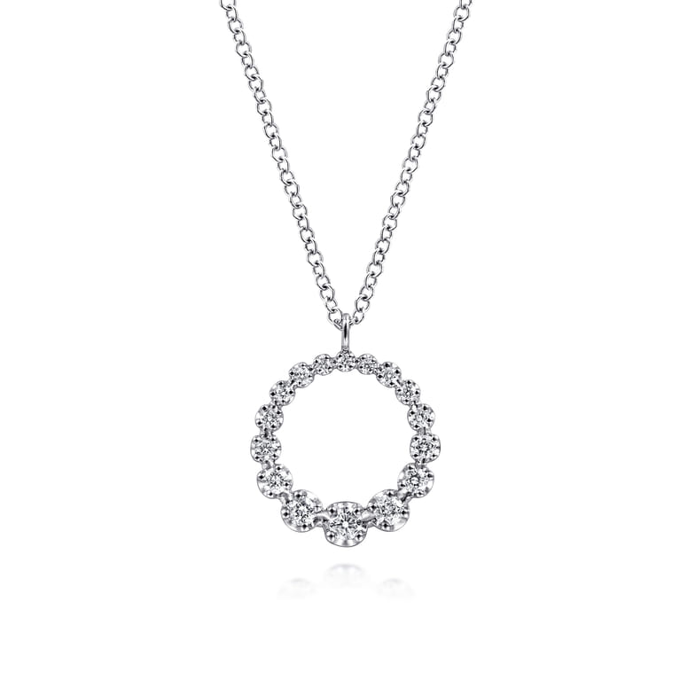 14K White Gold Diamond Pendant Necklace - 0.25 ct - Shot 1