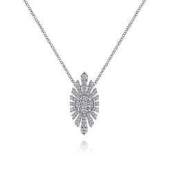 14K White Gold Diamond Pendant Necklace