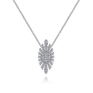 14K White Gold Diamond Pendant Necklace