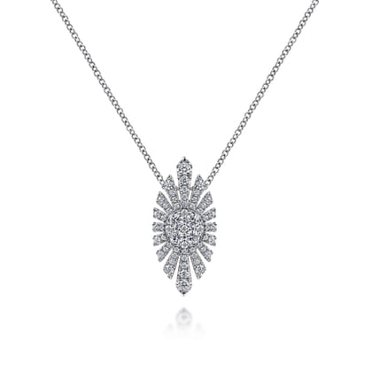 14K White Gold Diamond Pendant Necklace