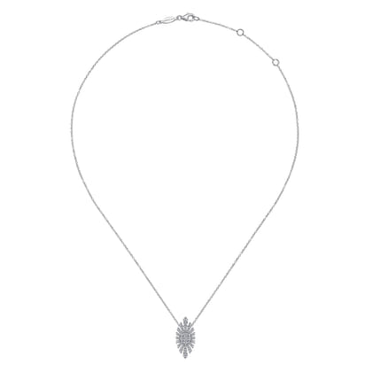 14K White Gold Diamond Pendant Necklace