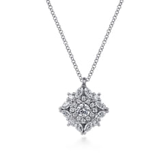 14K White Gold Diamond Pendant Necklace